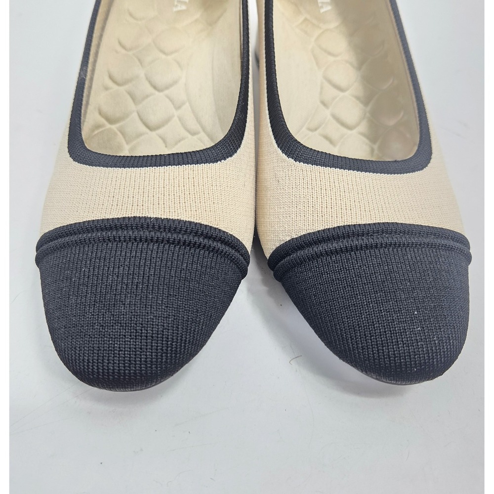 Vivaia Chunky Heel Shoes Women's 9 US Tracy Pro Almond Black Knit Point Toe - Picture 4 of 13